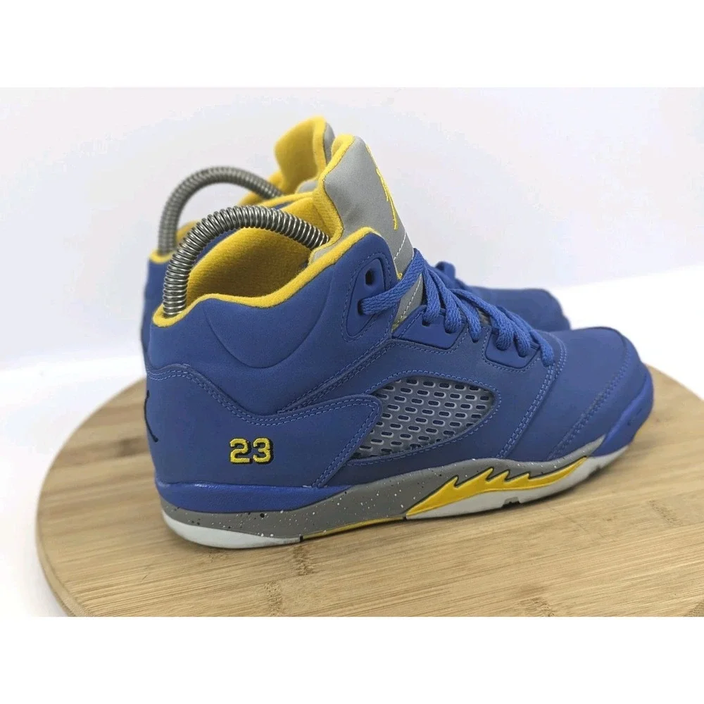 Nike Air Jordan 5 Retro Boys 3Y Shoes Racer Blue Yellow Youth GS Sneakers School